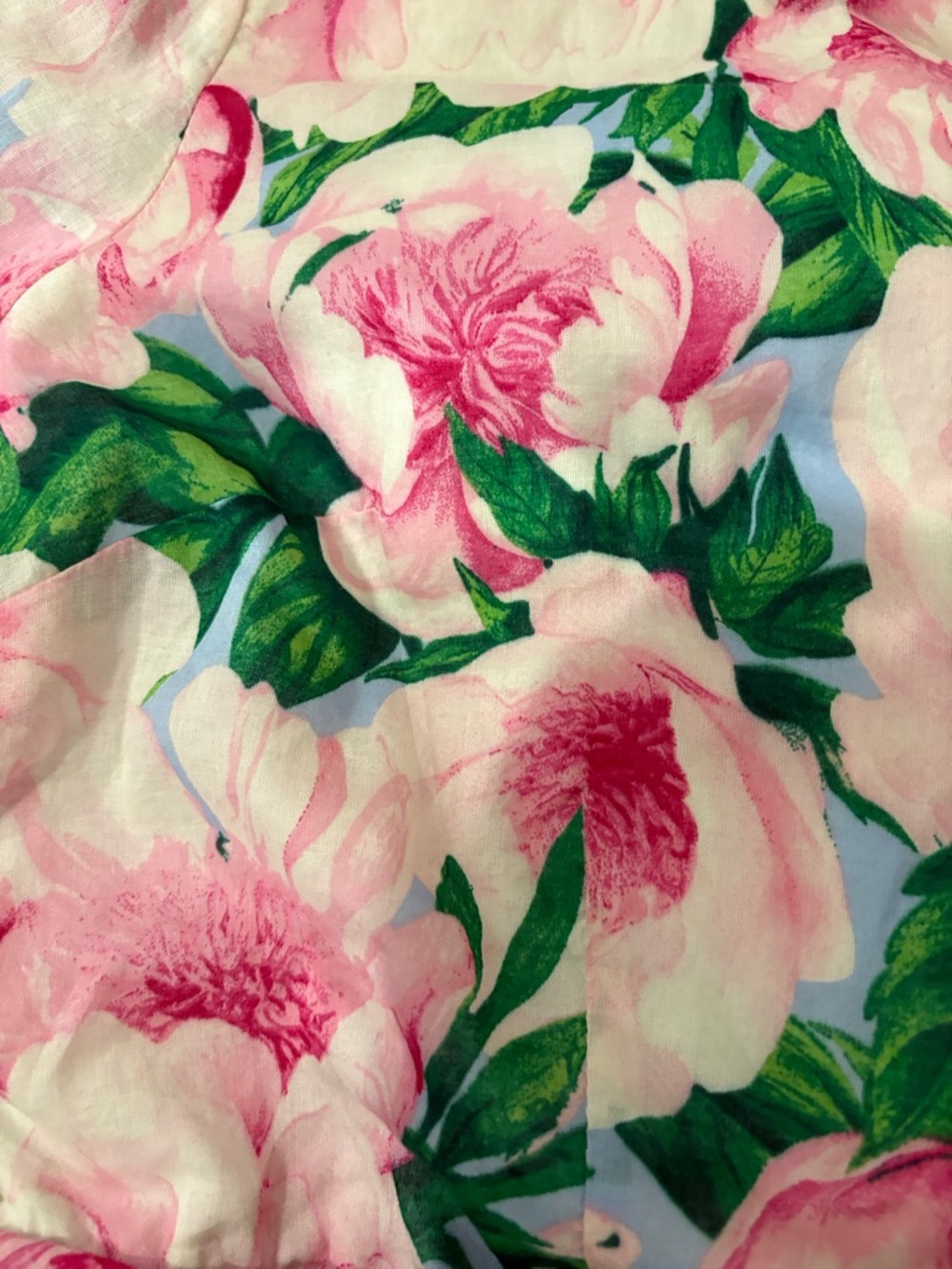 Carla Rockmore  pink peonies  floral cotton shirtdress tie waist XLP - Picture 6 of 7